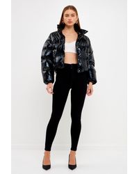 English Factory Cropped Puffer Jacket in Blue | Lyst