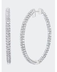 Haus of Brilliance 14k White Gold 3 1/2 Cttw Lab Grown Pave Set Diamond Eternity Inside Out Hoop Earrings