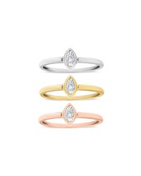 Haus of Brilliance Tri-color 14k Gold Plated .925 Sterling Silver 1/6 Cttw Round Miracle-set Diamond Stacking Promise Ring Set - White