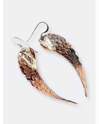 Alexa Martha Designs Copper Hammer Pattern Sculpted Angel Wings Earrings - White
