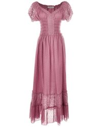 anna-kaci Renaissance Boho Lace Maxi Dress - Purple