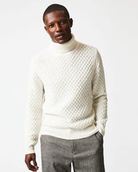Billy Reid Cashmere Honeycomb Turtleneck Sweater in White Lyst