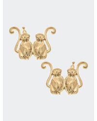 Canvas Style Taylor Monkey Stud Earrings - Metallic