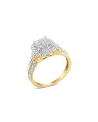 Haus of Brilliance 10k Yellow Gold 1.0 Cttw Diamond Composite Cushion-shape Halo 3-band-look Engagement Ring - White
