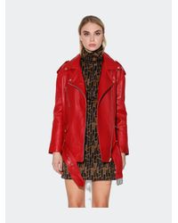 Red Leather Jackets For Women | Lyst