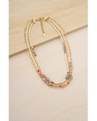 Ettika Every Festival Pearl, Chain And Bead Mix 18k Gold Plated Layered Necklace - Natural