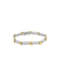 Haus of Brilliance 10k Yellow Gold Plated .925 Sterling Silver Two Tone 3/4 Cttwdiamond X & O Link Tennis Bracelet - Black