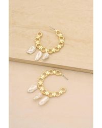 Ettika Chunky 18k Gold Plated Hoops With Freshwater Pearl Charms - Natural