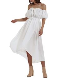 anna-kaci White Renaissance Boho Off Shoulder Dresses