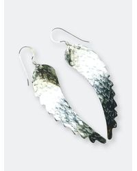Alexa Martha Designs Sterling Silver Hammer Pattern Sculpted Angel Wing Earrings - White