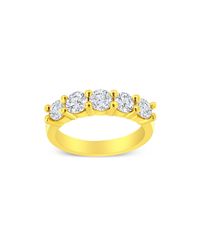 Haus of Brilliance 14k Yellow Gold Plated .925 Sterling Silver 1/2 Cttw Shared Prong Set Brilliant Round-cut Diamond 11 Stone Band Ring - Multicolor