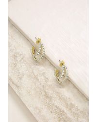 Ettika Rhinestone 18k Gold Plated Huggie Hoop Earrings - Natural