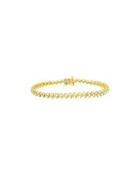 Haus of Brilliance 10k Yellow Gold Plated .925 Sterling Silver 1.0 Cttw Diamond Alternating Wave And Round Link Tennis Bracelet - Black