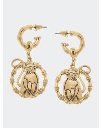 Canvas Style Uma Monkey Drop Hoop Earrings - Metallic