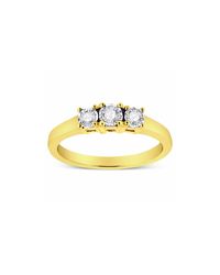 Haus of Brilliance 14k Yellow Gold Plated .925 Sterling Silver 1/4 Cttw Diamond 3 Stone Illusion Plate Ring - White