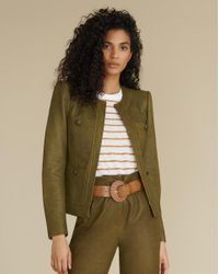 veronica beard green leather jacket