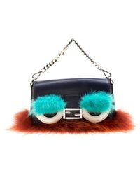 Fendi Blue Multicolour Leather Clutch Bag