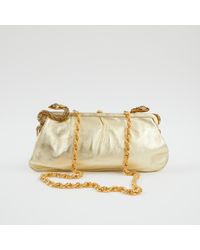 Roberto Cavalli Metallic Pre-owned Leather Clutch Bag
