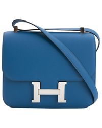Hermès Pre-owned Constance Leather Crossbody Bag in Blue - Lyst