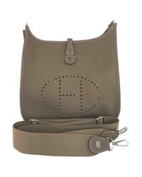 Lyst - Hermès Pre-owned Evelyne Leather Crossbody Bag in Gray