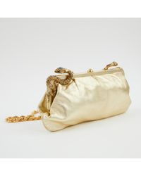 Roberto Cavalli Metallic Pre-owned Leather Clutch Bag