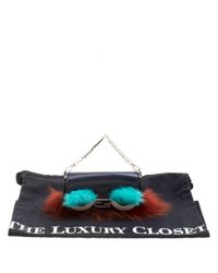 Fendi Blue Multicolour Leather Clutch Bag