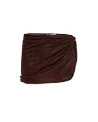 Oseree Brown Sarong With Lurex Thread