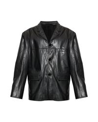 Lemaire Black Leather Jacket for men
