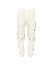 Stone Island White Cargo Trousers for men