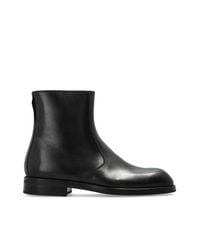 Lemaire Black Leather Ankle Boots for men