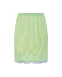 Versace Green Ribbed Skirt With Lace Trim