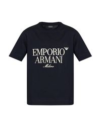 Emporio Armani Black T-Shirt With Embroidered Logo for men
