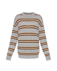 Marni White Cashmere Sweater With Striped Pattern for men