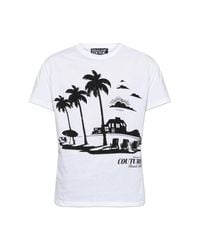 Versace Jeans Couture White T-Shirt With Print And Shimmering Sequins for men