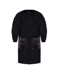 Fendi Black Coat With Fur Pockets