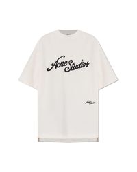 Acne White T-Shirt With Embroidered Logo