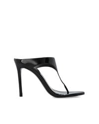 Black Suede Studio Black Leather Heeled Mules "Laurel"