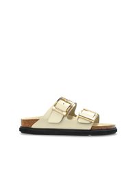 Birkenstock White Arizona Droplet Buckle Cupsole Slides