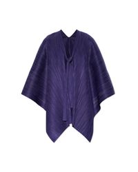 Pleats Please Issey Miyake Blue Pleated Poncho