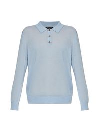 Rag & Bone Blue Cashmere Long-Sleeve Polo
