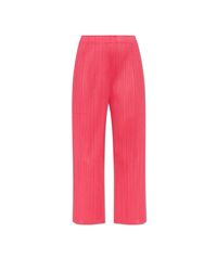 Pleats Please Issey Miyake Red Pleated Trousers