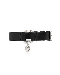 McQueen Black Leather Bracelet for men