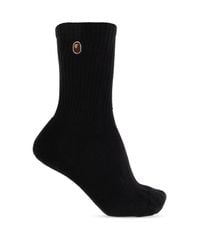 A Bathing Ape Black Socks With Logo for men