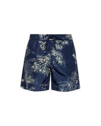 Moncler Blue Swim Shorts With Logo Patch for men