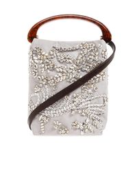 Dries Van Noten White Handbag With Shimmering Crystals