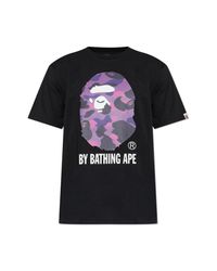 A Bathing Ape Black T-Shirt With Logo for men
