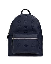 MCM Blue Leather Backpack for men