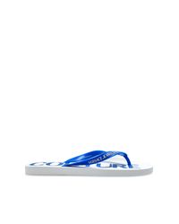 Versace Jeans Couture Blue Rubber Flip-Flops With Logo for men