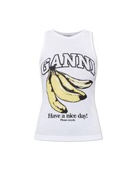 Ganni White Top With A Print