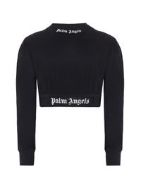 Palm Angels Black Long Sleeve Crop Top